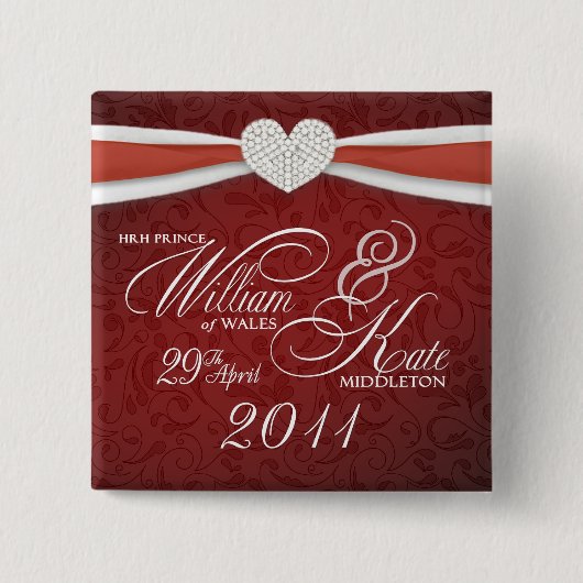 William & Kate -王室のの結婚お土産ピン 缶バッジ (正面)