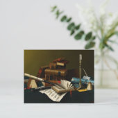 William Michael Harnettによる音楽と文学 ポストカード (スタンド正面)