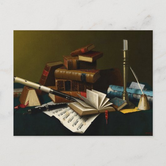 William Michael Harnettによる音楽と文学 ポストカード (正面)