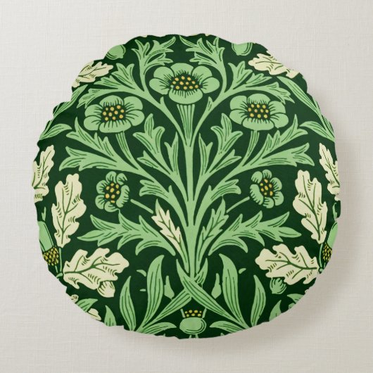 William Mirrors Acorns & Oak Leaves Spring Garden ラウンドクッション (正面)