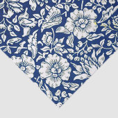 William Morによるヴィンテージフローラル柄のブルーマロ 薄葉紙 (詳細)