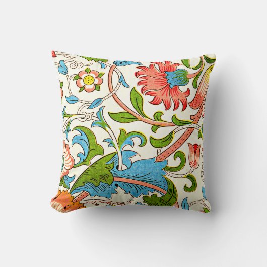 William Morrisによるカラフルヴィンテージパターン クッション (正面)