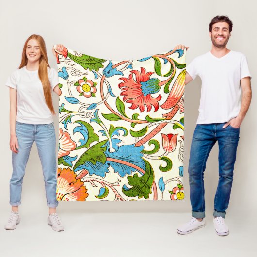 William Morrisによるカラフルヴィンテージパターン、Lodden フリースブランケット (インサイチュ)