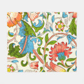 William Morrisによるカラフルヴィンテージパターン、Lodden フリースブランケット (正面(横))