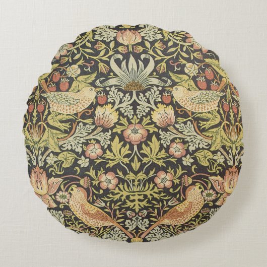 William Morrisによるストロベリー泥棒、ヴィンテージ・アート ラウンドクッション (正面)