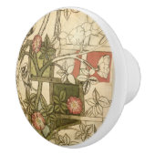 William Morrisによるトレリスデザインでドアを引く セラミックノブ (右)