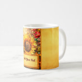 William Morrisによる贈り物のひまわりアートのパーソナライズ コーヒーマグカップ (正面右)