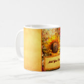 William Morrisによる贈り物のひまわりアートのパーソナライズ コーヒーマグカップ (正面左)