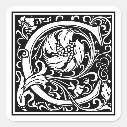 William Morrisアルファベット「C」 スクエアシール (正面)