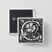 William Morrisアルファベット「C」 缶バッジ (正面&裏面)