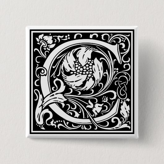 William Morrisアルファベット「C」 缶バッジ (正面)