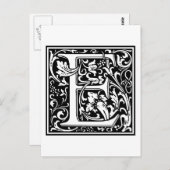William Morrisアルファベット「E」 ポストカード (正面/裏面)