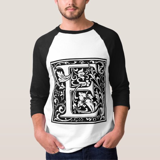 William Morrisアルファベット「E」 Tシャツ (正面)