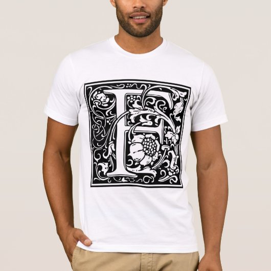 William Morrisアルファベット「F」 Tシャツ (正面)