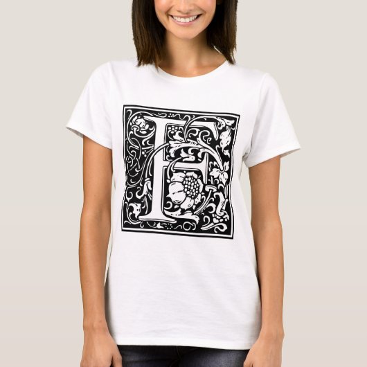 William Morrisアルファベット「F」 Tシャツ (正面)