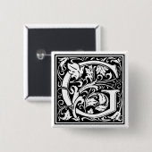 William Morrisアルファベット「G」 缶バッジ (正面&裏面)