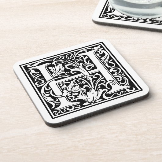 William Morrisアルファベット「H」 コースター (左側)