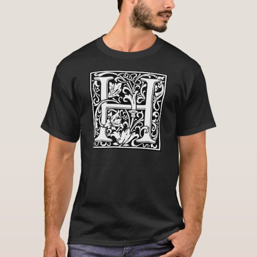 William Morrisアルファベット「H」 Tシャツ (正面)