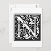 William Morrisアルファベット「N」 ポストカード (正面/裏面)