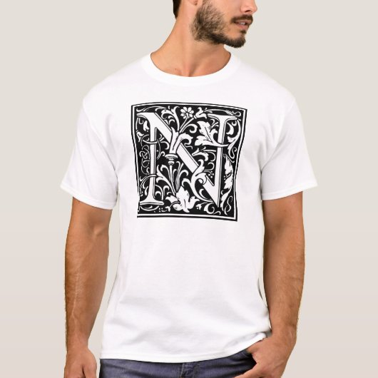 William Morrisアルファベット「N」 Tシャツ (正面)