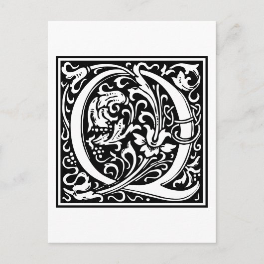 William Morrisアルファベット「Q」 ポストカード (正面)
