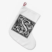 William Morrisアルファベット「S」 ラージクリスマスストッキング (正面 (吊り時))