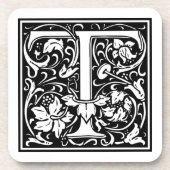 William Morrisアルファベット「T」 コースター (正面)