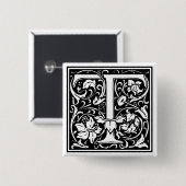 William Morrisアルファベット「T」 缶バッジ (正面&裏面)