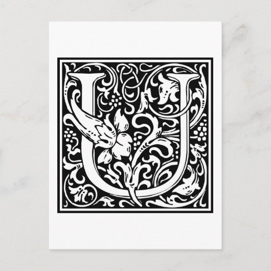 William Morrisアルファベット「U」 ポストカード (正面)