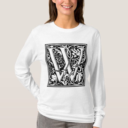William Morrisアルファベット「W」 Tシャツ (正面)