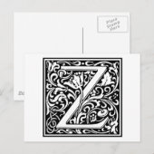 William Morrisアルファベット「Z」 ポストカード (正面/裏面)