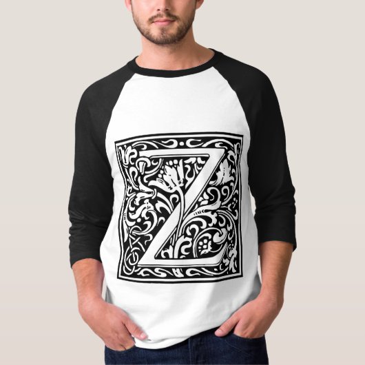 William Morrisアルファベット「Z」 Tシャツ (正面)