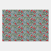 William Morrisインスパイア深紅色、つる植物、花 ラッピングペーパーシート (正面)