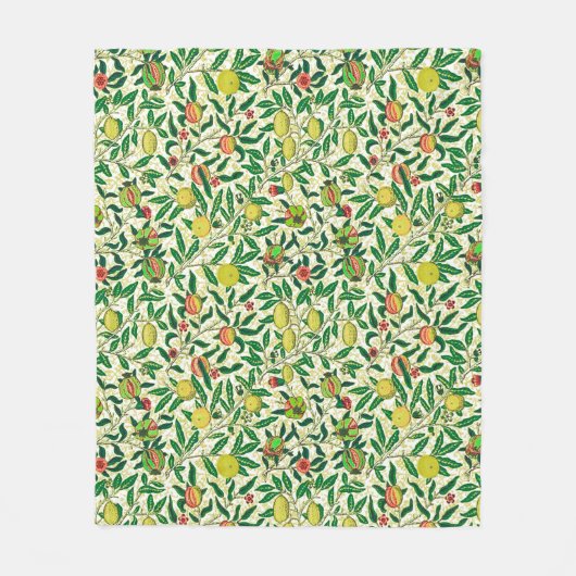 William Morrisエキゾチック果実、レモンイエロー フリースブランケット (正面)