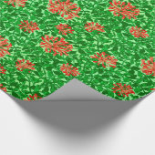 William Morrisハニーサックル、コーラルレッド&グリーン ラッピングペーパー (角)