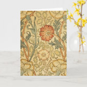 William Morrisピンクのバラの花壁紙パターン カード (黄色い花)