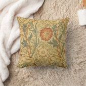 William Morrisピンクのバラの花壁紙パターン クッション (ブランケット)