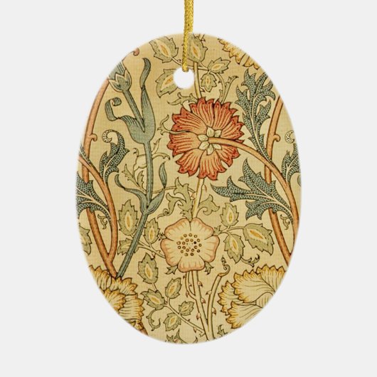 William Morrisピンクのバラの花壁紙パターン セラミックオーナメント (正面)