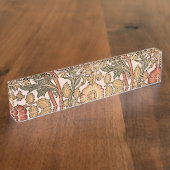 William Morrisピンクのバラの花壁紙パターン デスクネームプレート (側面)