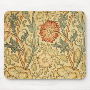 William Morrisピンクのバラの花壁紙パターン マウスパッド