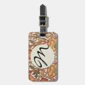 William Morrisピンクのバラの花壁紙パターン ラゲッジタグ (正面縦)