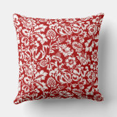 William Morrisフローラダマスクホワイトと深いレッド クッション (裏面)