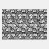 William Morrisフローラ、ブルー、ブラウン、ブラック&ホワイト ラッピングペーパーシート (正面2)