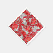 William Morrisフローラ、深い赤と灰色/灰色 スタンダードカクテルナプキン (角)
