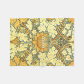 William Morrisリッチフローラヴィンテージパターン フリースブランケット (正面(横))