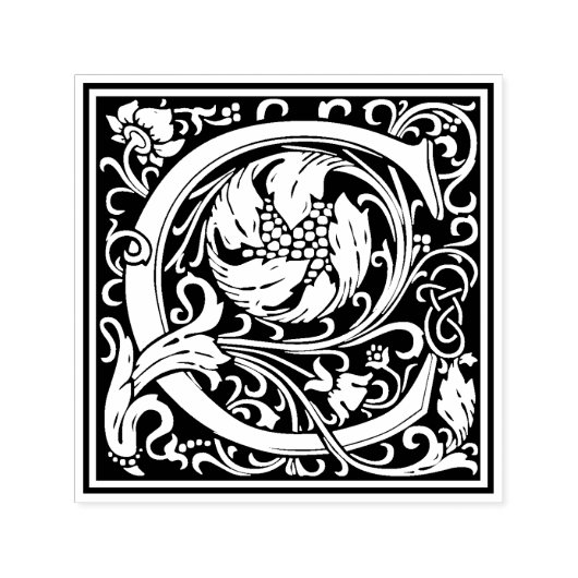 William MorrisレターCビクトリアンフローラスタンプ セルフインキングスタンプ (デザイン)