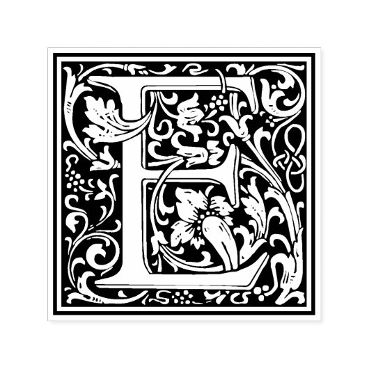 William MorrisレターEビクトリアンフローラスタンプ セルフインキングスタンプ (デザイン)