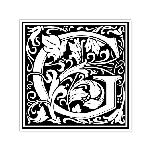 William MorrisレターGビクトリアンフローラスタンプ セルフインキングスタンプ (デザイン)