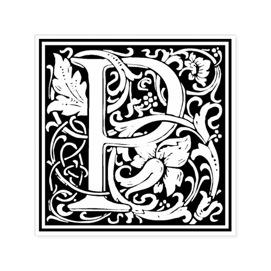 William MorrisレターPビクトリアンフローラスタンプ セルフインキングスタンプ (デザイン)