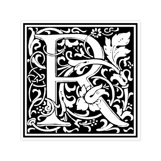 William MorrisレターRビクトリアンフローラスタンプ セルフインキングスタンプ (デザイン)